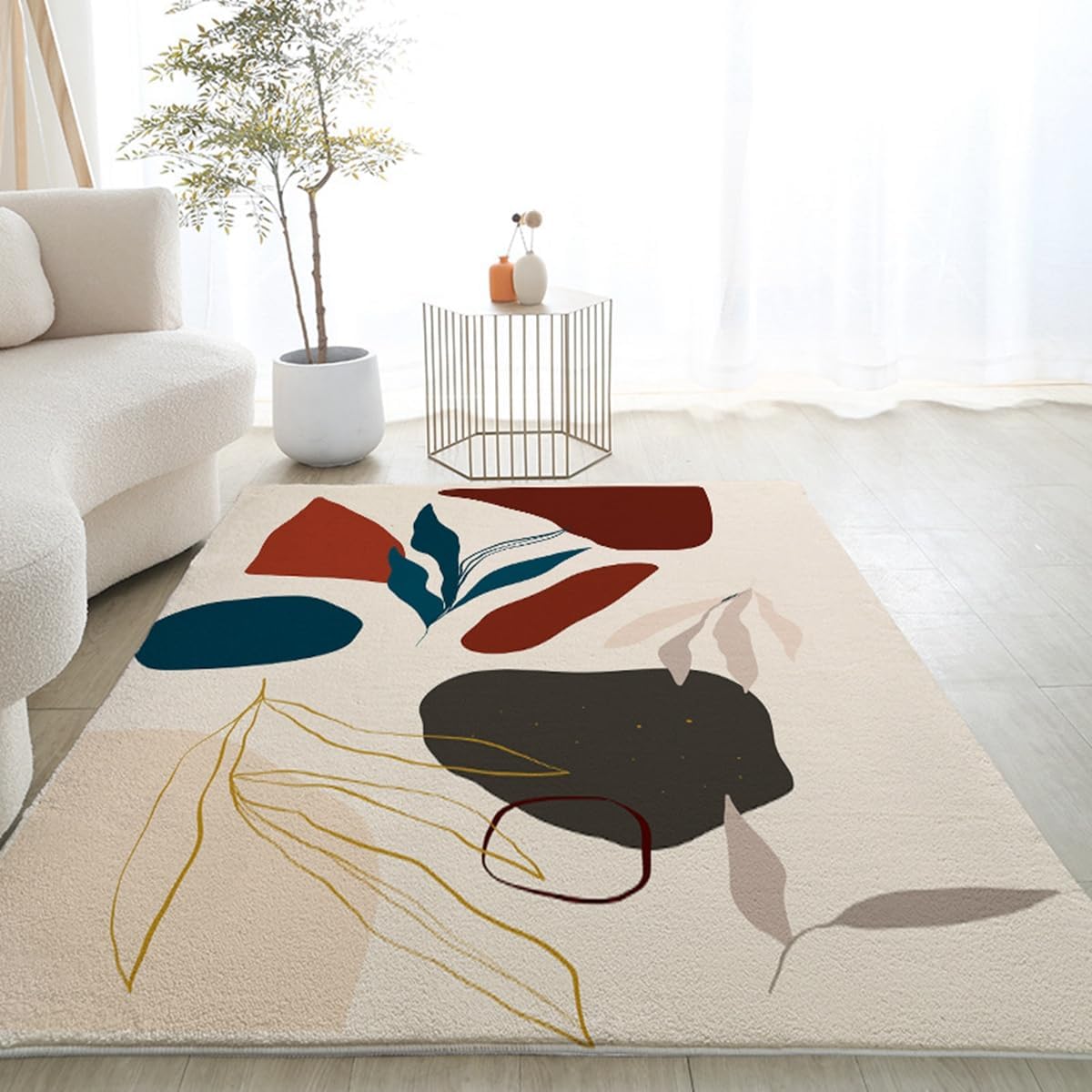 「ORRMALL」カーペット ラグマット ラグ 滑り止め付き センターカーペット 模造カシミヤ 3畳4畳5畳6畳 厚み 長方形 絨毯 抗菌防臭 防ダニ 床暖房対応 シャギーラグ 絨毯 滑り止め付き ふわふわ サラサラ 長方形 カラフルパターン ORFYR-32(120*160cm約1畳)