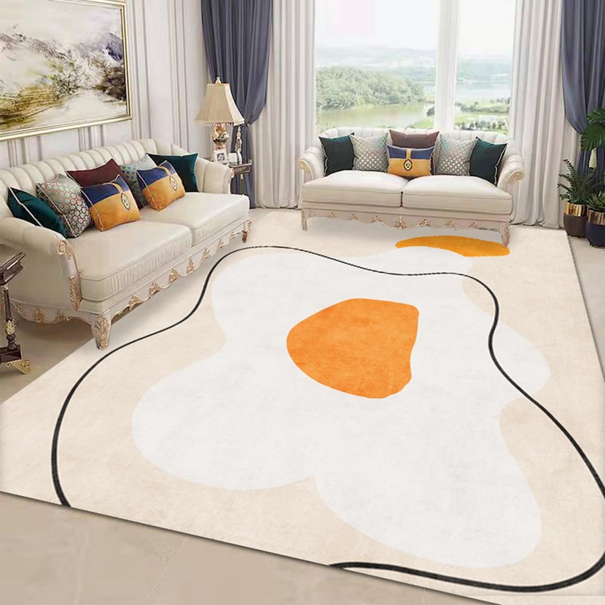 「ORRMALL」カーペット ラグマット ラグ 滑り止め付き センターカーペット 模造カシミヤ 3畳4畳5畳6畳 厚み 長方形 絨毯 抗菌防臭 防ダニ 床暖房対応 シャギーラグ 絨毯 滑り止め付き ふわふわ サラサラ 長方形 カラフルパターン ORFYR116