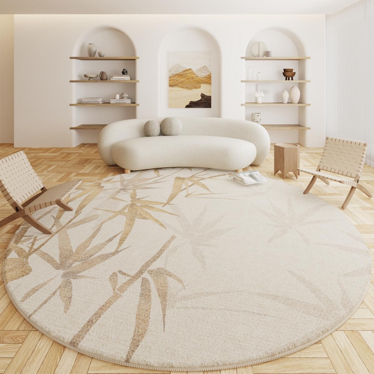 「Tuokus」ラグ 円形 カーペット 直径100cm シャギーラグ 洗える ふわふわ 絨毯 厚手 ラグマット 3畳4畳5畳6畳 ホットカーペット&床暖房で使用可能 淡色系 模造カシミアラグ 消臭 厚い滑り止め付き サラサラ TFYRJ-308