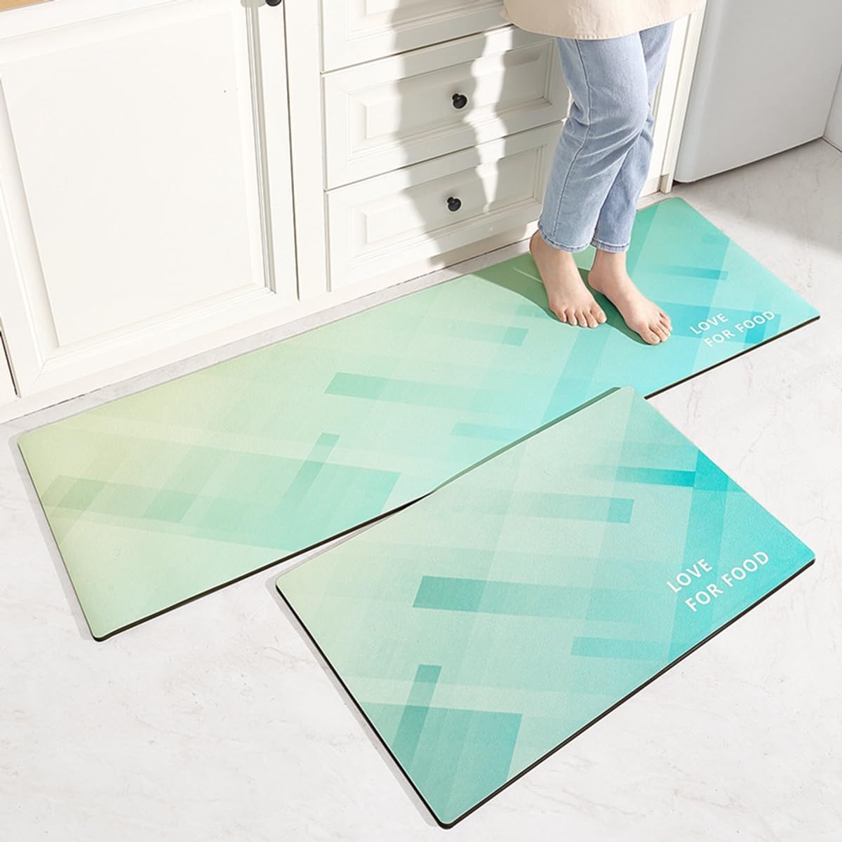 「Tuokus」キッチンマット 拭ける 75×45cm 玄関マット カーペット ラグマット 廊下マット 台所マット 洗える 滑り止め付き 厚手防音 掃除易い 抗菌防臭 吸水 厚手 長方形 水や油の吸収が良い 防汚 TCFJ22