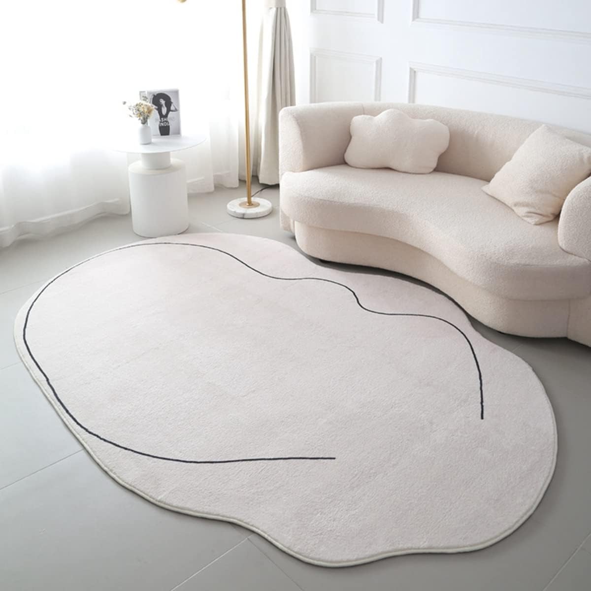 「Tuokus」カーペット イミテーションカシミア ラグ クラシック 不規則な形 じゅうたん 洗える 絨毯 ラグマット 3畳4畳5畳6畳 防ダニ センターカーペット かわいい 抗菌 消臭 シャギーラグ 滑り止め付き ふわふわ サラサラ 長方形 夏秋冬