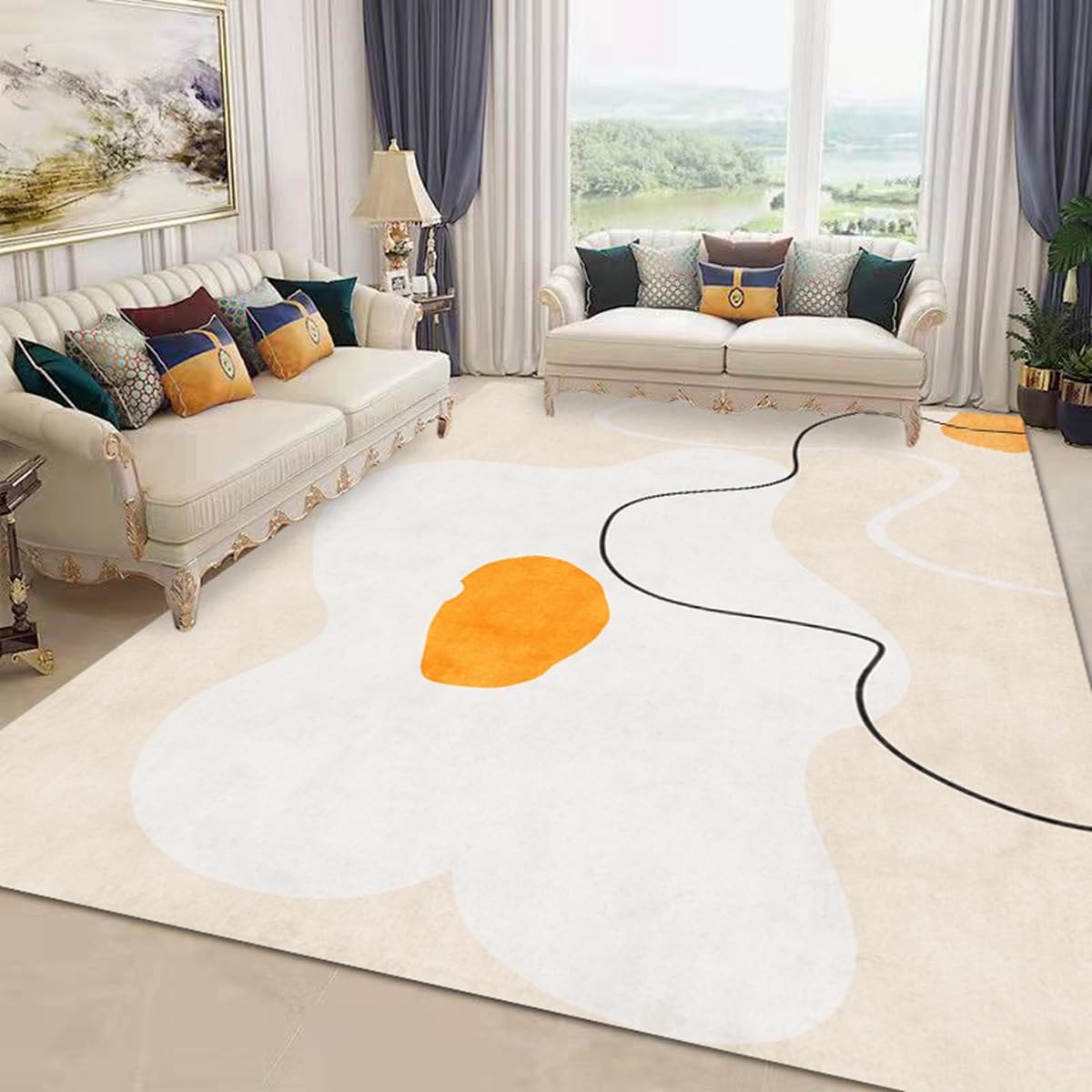 「ORRMALL」カーペット ラグマット ラグ 滑り止め付き センターカーペット 模造カシミヤ 3畳4畳5畳6畳 厚み 長方形 絨毯 抗菌防臭 防ダニ 床暖房対応 シャギーラグ 絨毯 滑り止め付き ふわふわ サラサラ 長方形 カラフルパターン ORFYR116