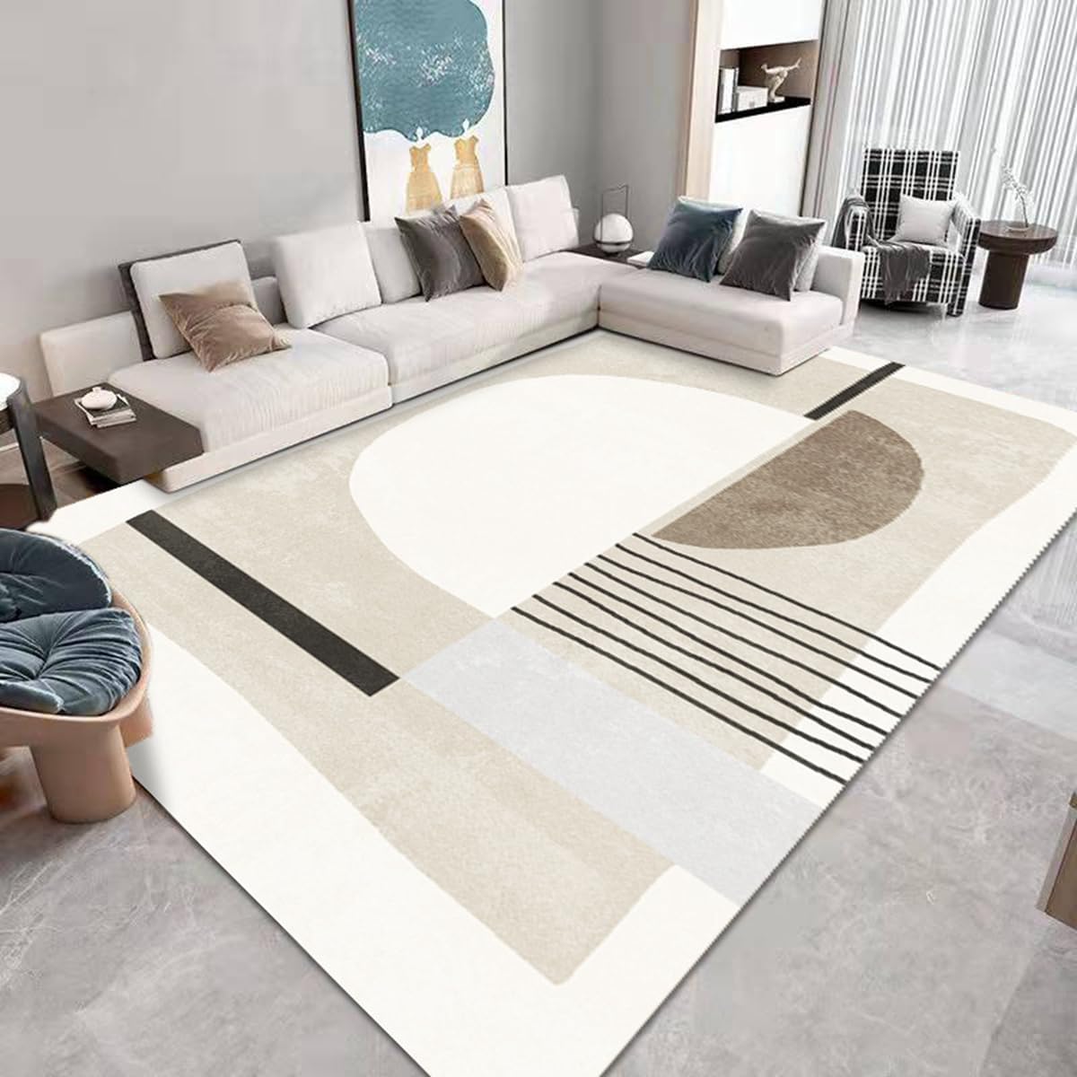 「ORRMALL」カーペット ラグマット ラグ 滑り止め付き センターカーペット 模造カシミヤ 3畳4畳5畳6畳 厚み 長方形 絨毯 抗菌防臭 防ダニ 床暖房対応 シャギーラグ 絨毯 滑り止め付き ふわふわ サラサラ 長方形 カラフルパターン ORFYR116