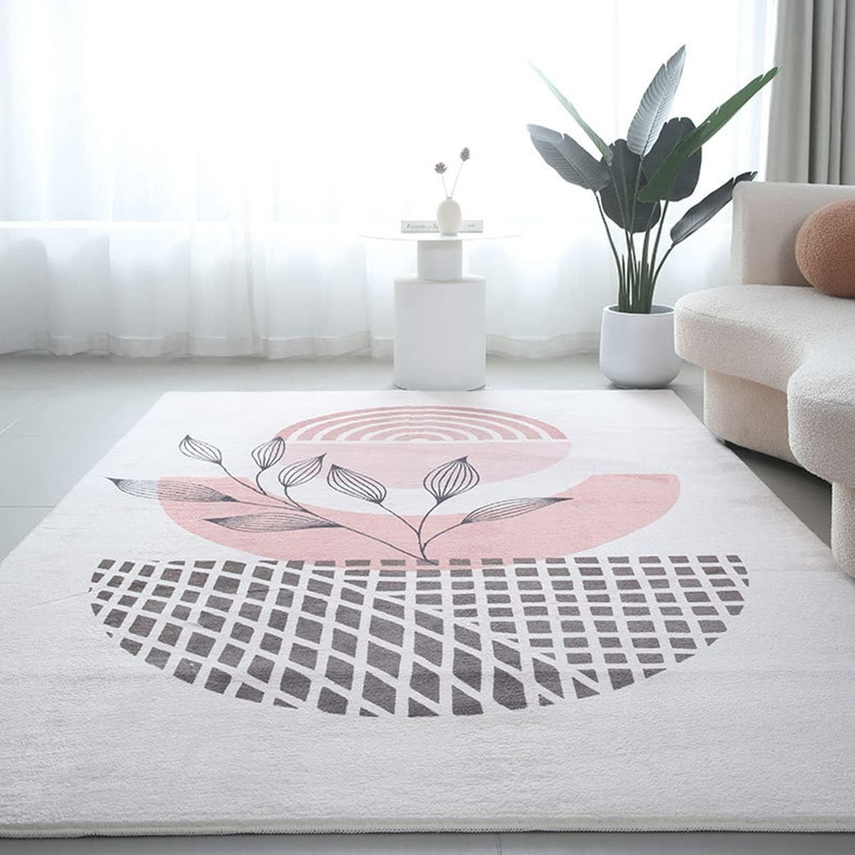 「ORRMALL」カーペット ラグマット ラグ 滑り止め付き 模造カシミヤ センターカーペット3畳4畳5畳6畳 花 長方形 絨毯 抗菌防臭 防ダニ 床暖房対応 シャギーラグ 絨毯 滑り止め付き ふわふわ サラサラ 長方形 (120*160cm約1畳)