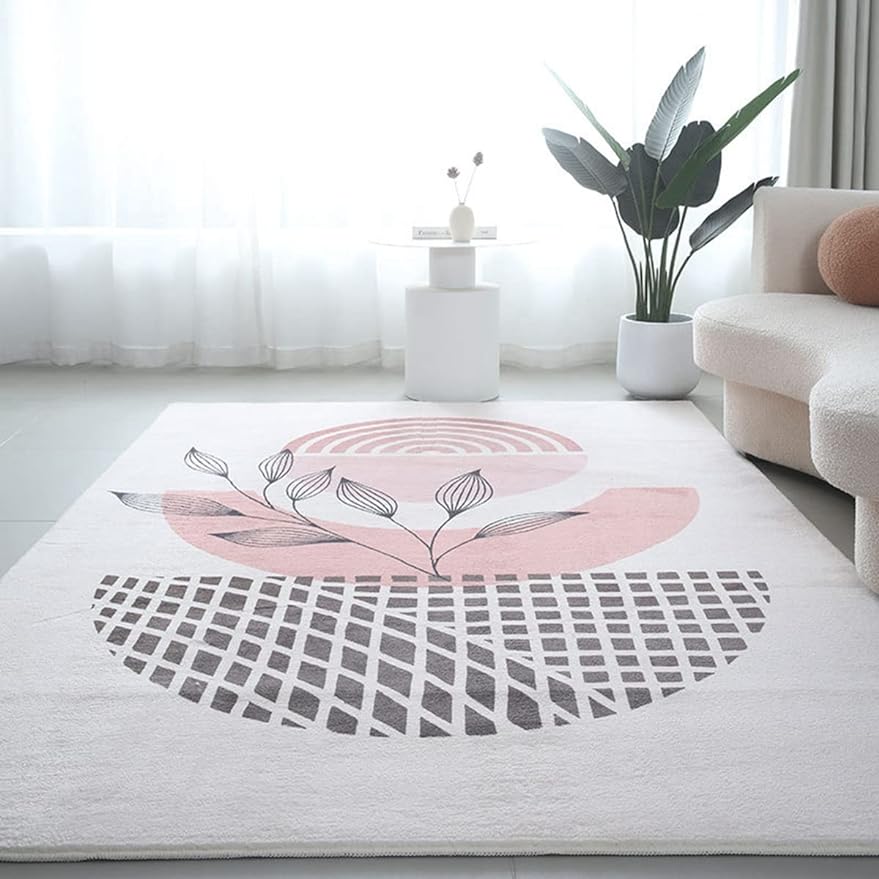 「ORRMALL」カーペット ラグマット ラグ 滑り止め付き 模造カシミヤ センターカーペット3畳4畳5畳6畳 花 長方形 絨毯 抗菌防臭 防ダニ 床暖房対応 シャギーラグ 絨毯 滑り止め付き ふわふわ サラサラ 長方形 (120*160cm約1畳)