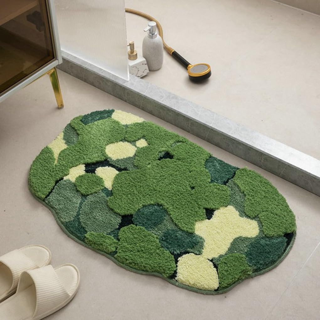 「Tuokus」モスラグ ラグマット 60×40cm 苔風デザイン 立体パイル 厚手 植毛ラグ 柔らかい ふわふわ 防音 TPR滑り止め付き 吸水性あり 床暖房対応 ベッドサイド 玄関 リビング 寝室用 洗濯可能 ZHRDTjia04