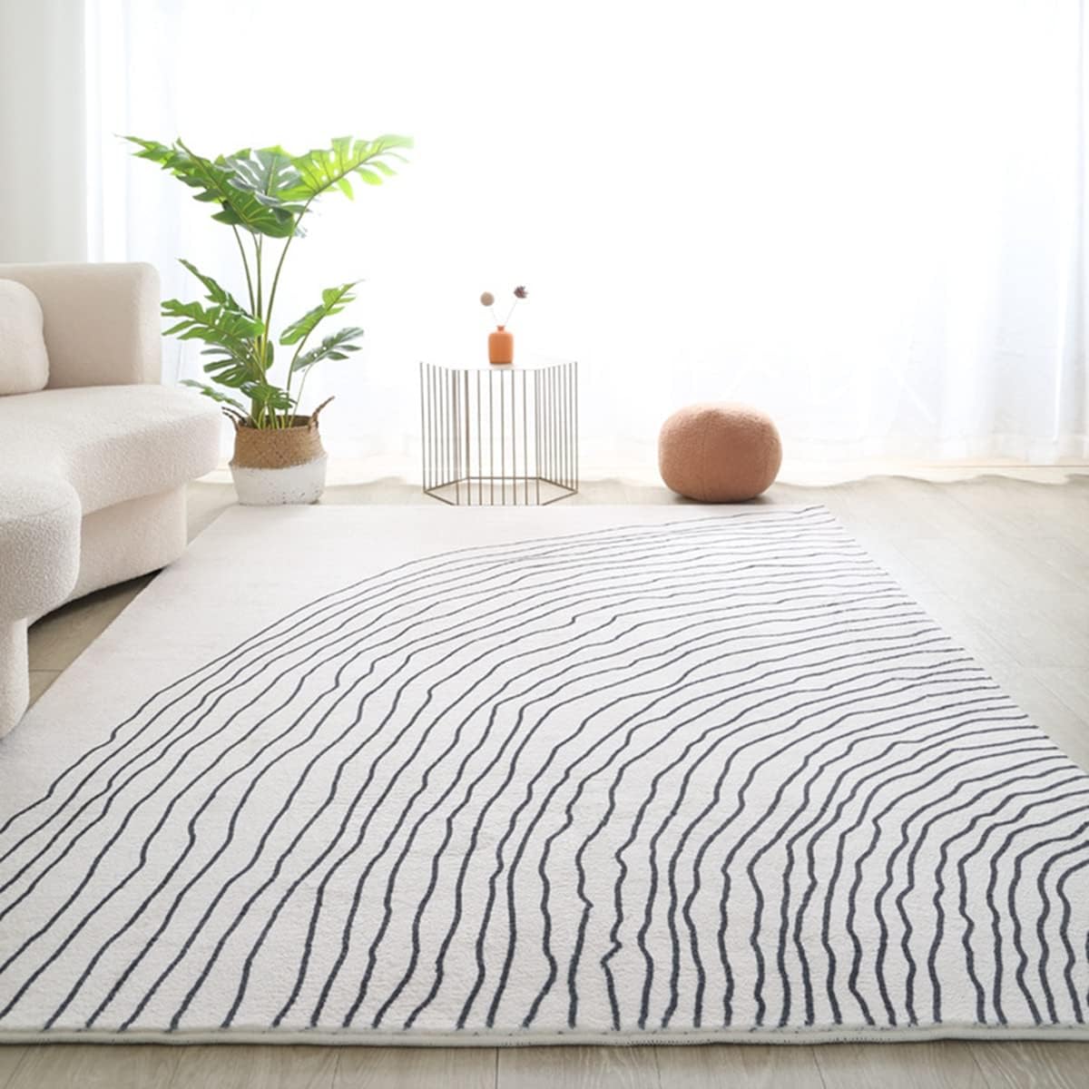 「ORRMALL」カーペット ラグマット ラグ 滑り止め付き 模造カシミヤ センターカーペット3畳4畳5畳6畳 長方形 絨毯 抗菌防臭 防ダニ 床暖房対応 シャギーラグ 絨毯 滑り止め付き ふわふわ サラサラ 長方形 抽象化(120*160cm約1畳)