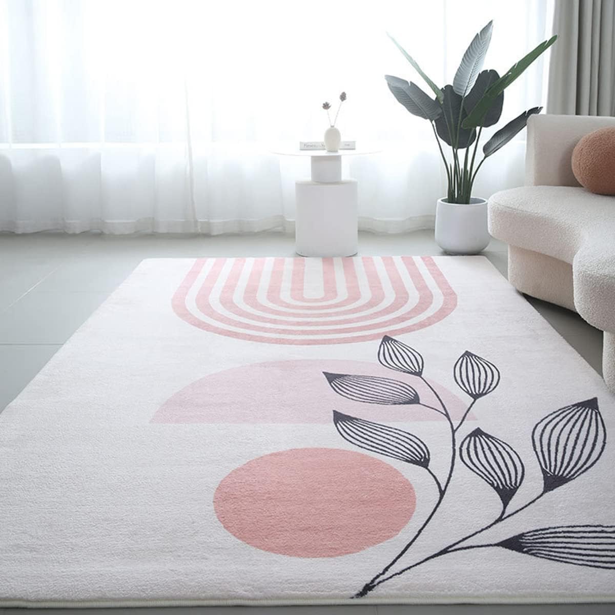 「ORRMALL」カーペット ラグマット ラグ 滑り止め付き 模造カシミヤ センターカーペット3畳4畳5畳6畳 花 長方形 絨毯 抗菌防臭 防ダニ 床暖房対応 シャギーラグ 絨毯 滑り止め付き ふわふわ サラサラ 長方形 (120*160cm約1畳)