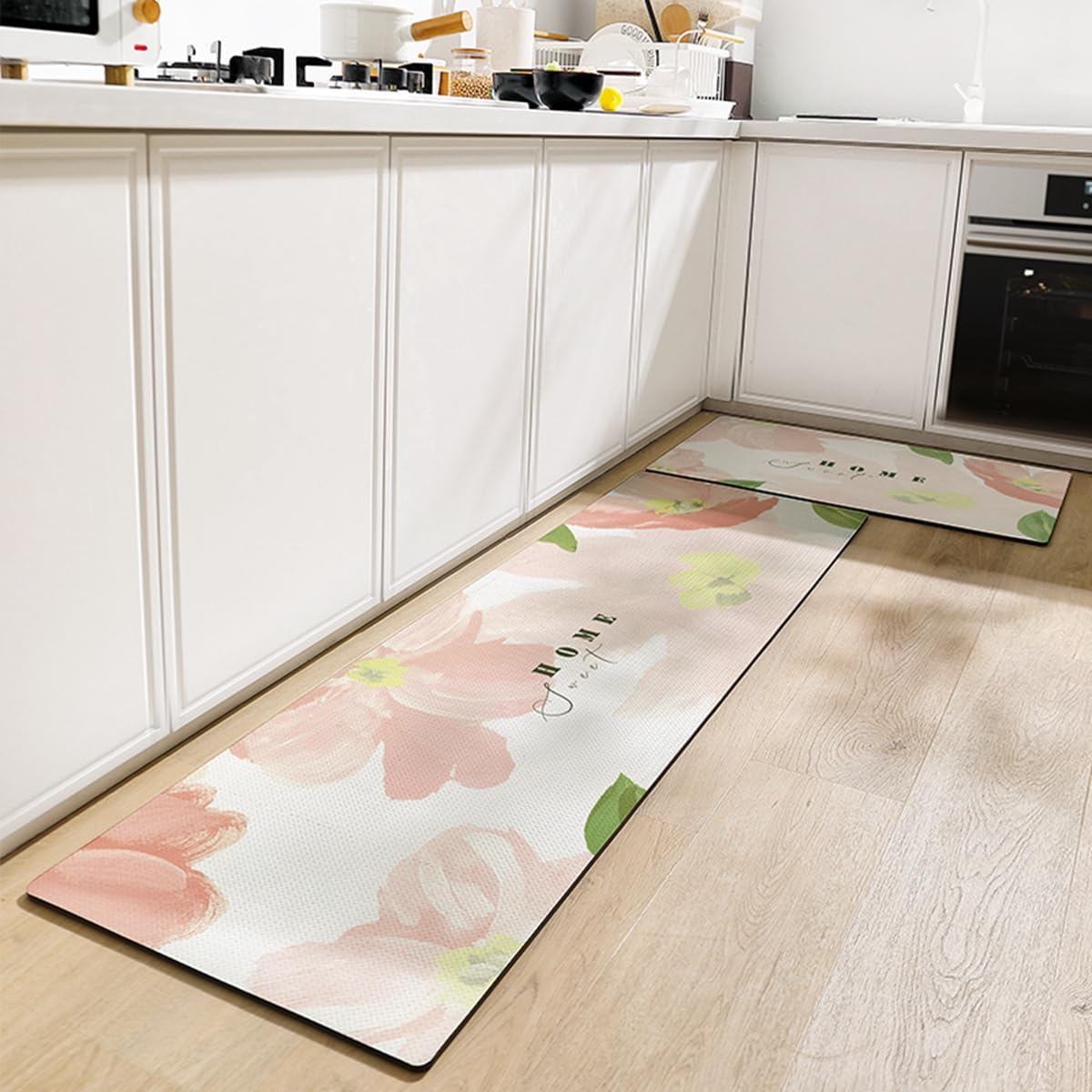 Tuokus キッチンマット 拭ける 75×45cm 玄関マット カーペット ラグマット 廊下マット 台所マット 洗える 滑り止め付き 厚手防音 掃除易い 抗菌防臭 吸水 厚手 長方形 水や油の吸収が良い 防汚 TCFJ24