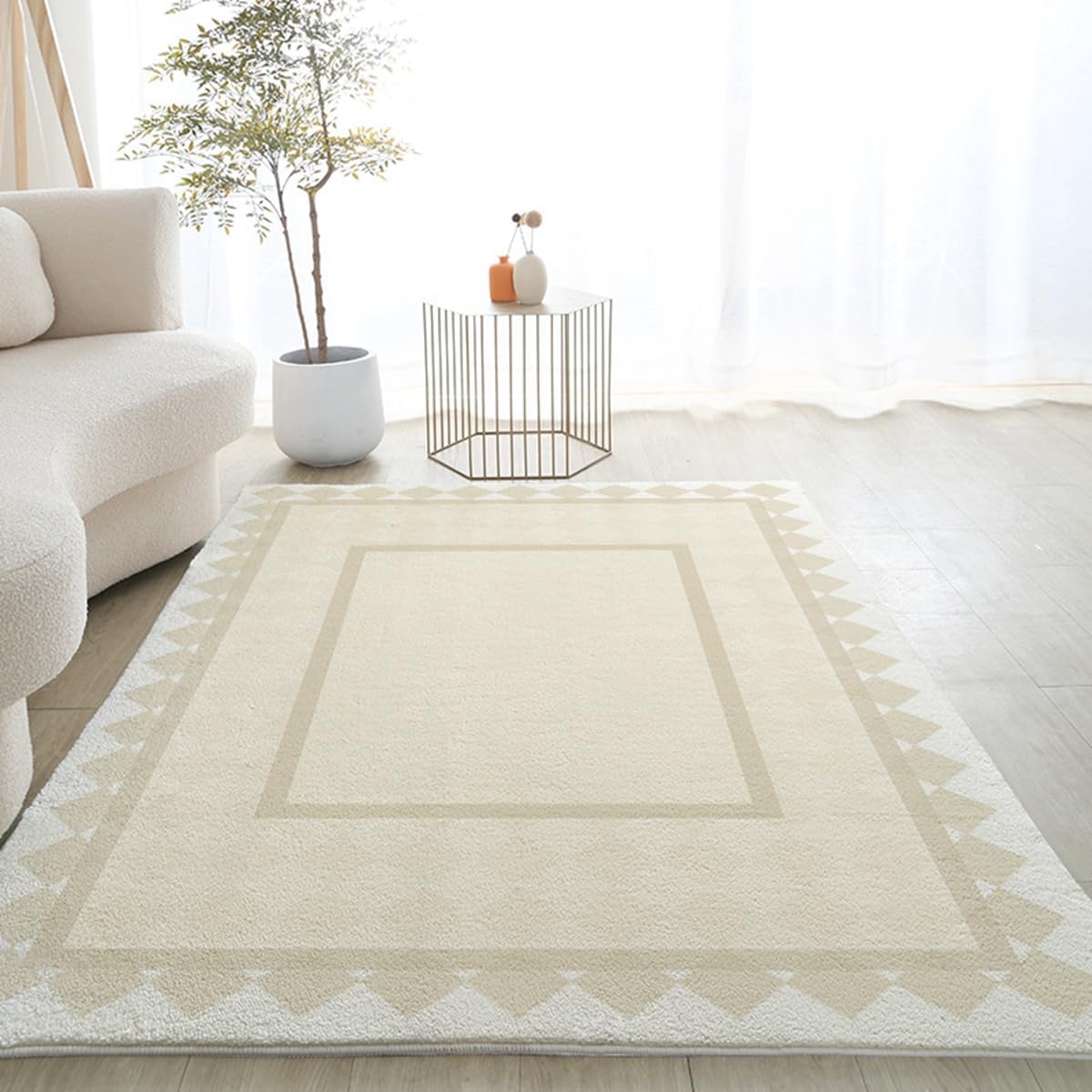 Frisence カーペット ラグマット 絨毯 厚手 防寒 床暖房対応 滑り止め付き 洗える 低ホコリ 防ダニ インテリア ホットカーペット対応 お手入れ簡単 耐久性 耐摩耗性 防音機能 FRIDT48