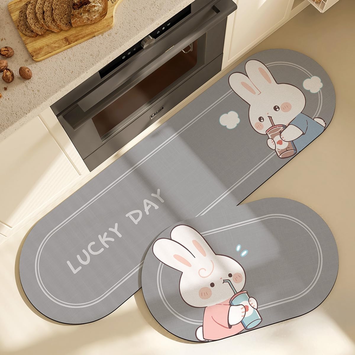 Tuokus キッチンマット 拭ける 75×45cm 玄関マット カーペット ラグマット 廊下マット 台所マット 洗える 滑り止め付き 厚手防音 掃除易い 抗菌防臭 吸水 厚手 長方形 水や油の吸収が良い 防汚 TCFJ21