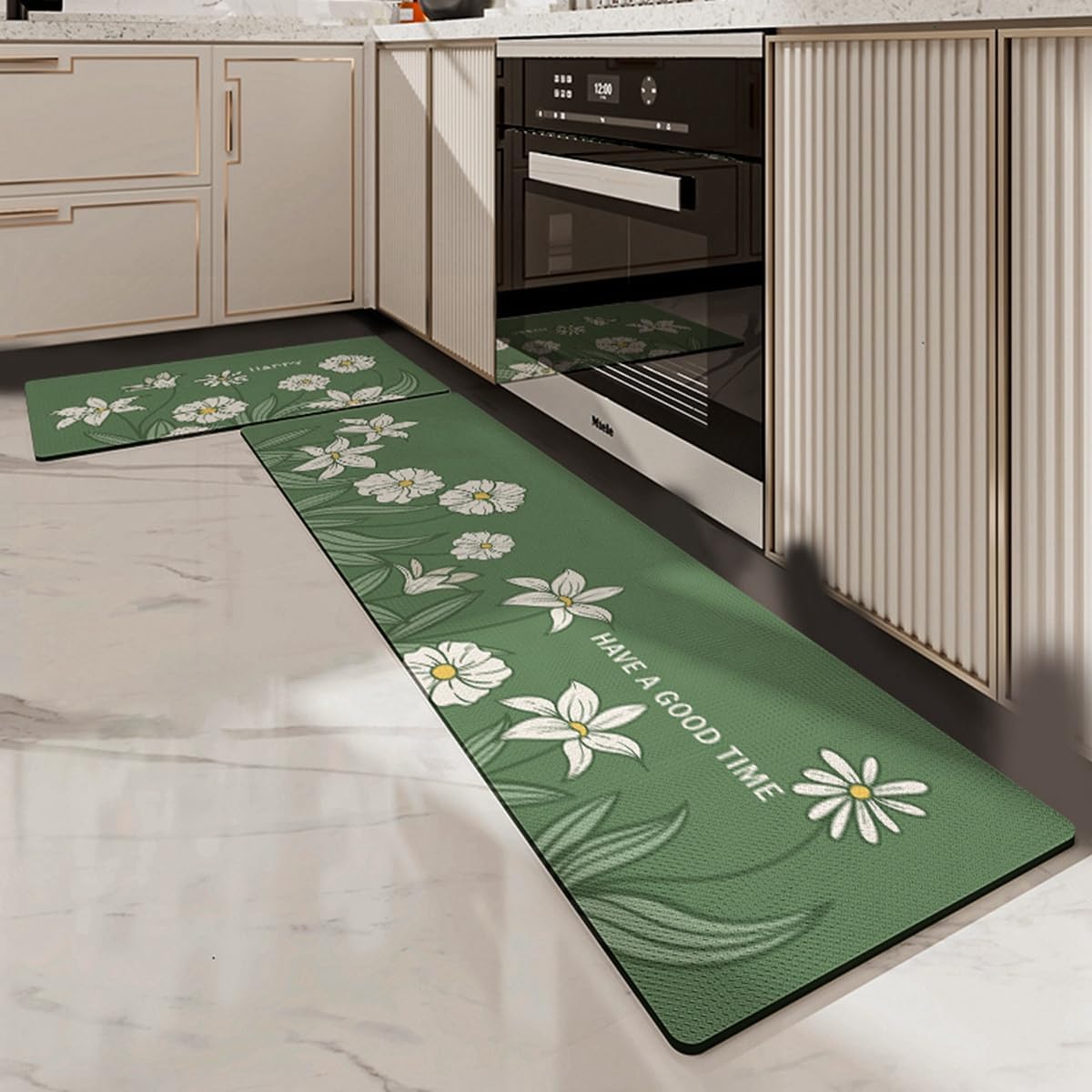 Tuokus キッチンマット 拭ける 75×45cm 玄関マット カーペット ラグマット 廊下マット 台所マット 洗える 滑り止め付き 厚手防音 掃除易い 抗菌防臭 吸水 厚手 長方形 水や油の吸収が良い 防汚 TCFJ17