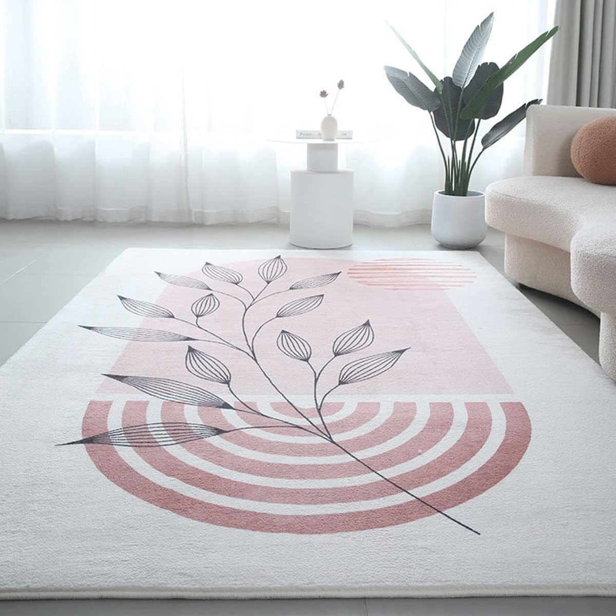 「ORRMALL」カーペット ラグマット ラグ 滑り止め付き 模造カシミヤ センターカーペット3畳4畳5畳6畳 花 長方形 絨毯 抗菌防臭 防ダニ 床暖房対応 シャギーラグ 絨毯 滑り止め付き ふわふわ サラサラ 長方形 (120*160cm約1畳)