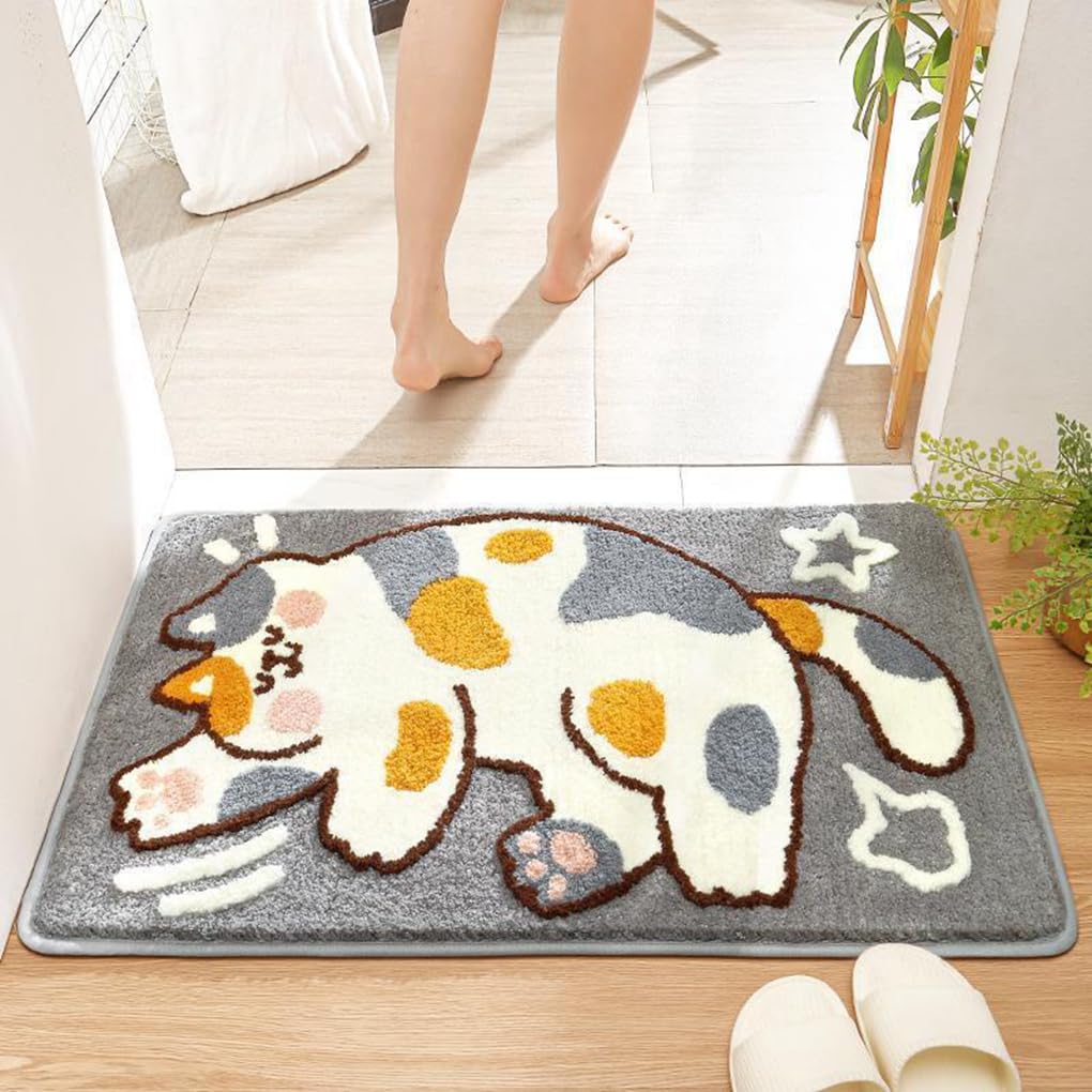 バスマット 40×60cm 吸水速乾 ふわふわ マイクロファイバー 滑り止め付き 抗菌防臭 厚手 洗濯機対応 乾きやすい お風呂マット 脱衣所 洗面所用 おしゃれ 北欧風 ORYSD68