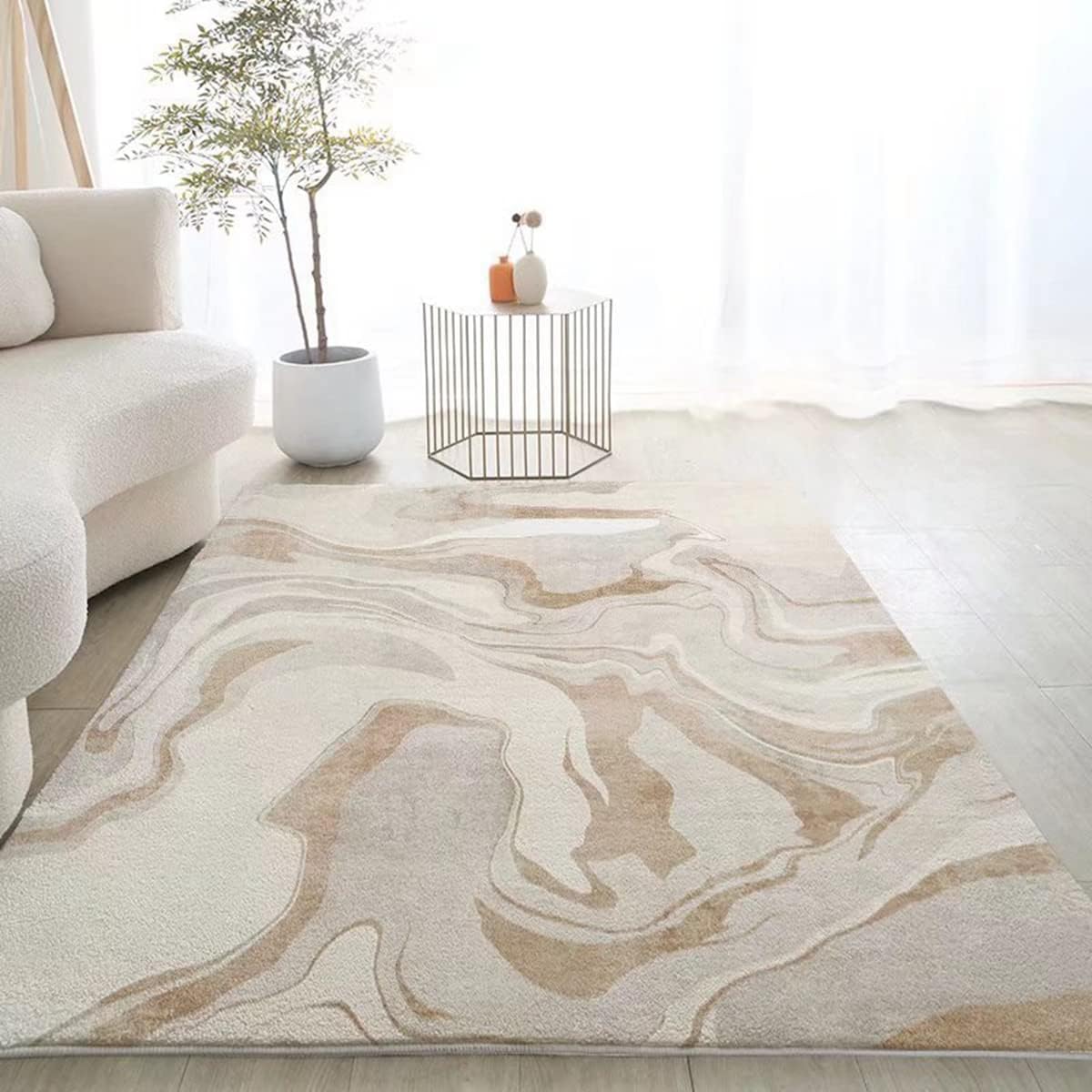 「Tuokus」カーペット イミテーションカシミア じゅうたん 洗える ラグ 絨毯 ラグマット 3畳4畳5畳6畳 防ダニ センターカーペット かわいい 抗菌 消臭 シャギーラグ 滑り止め付き ふわふわ サラサラ 長方形 夏秋冬 120*160cm