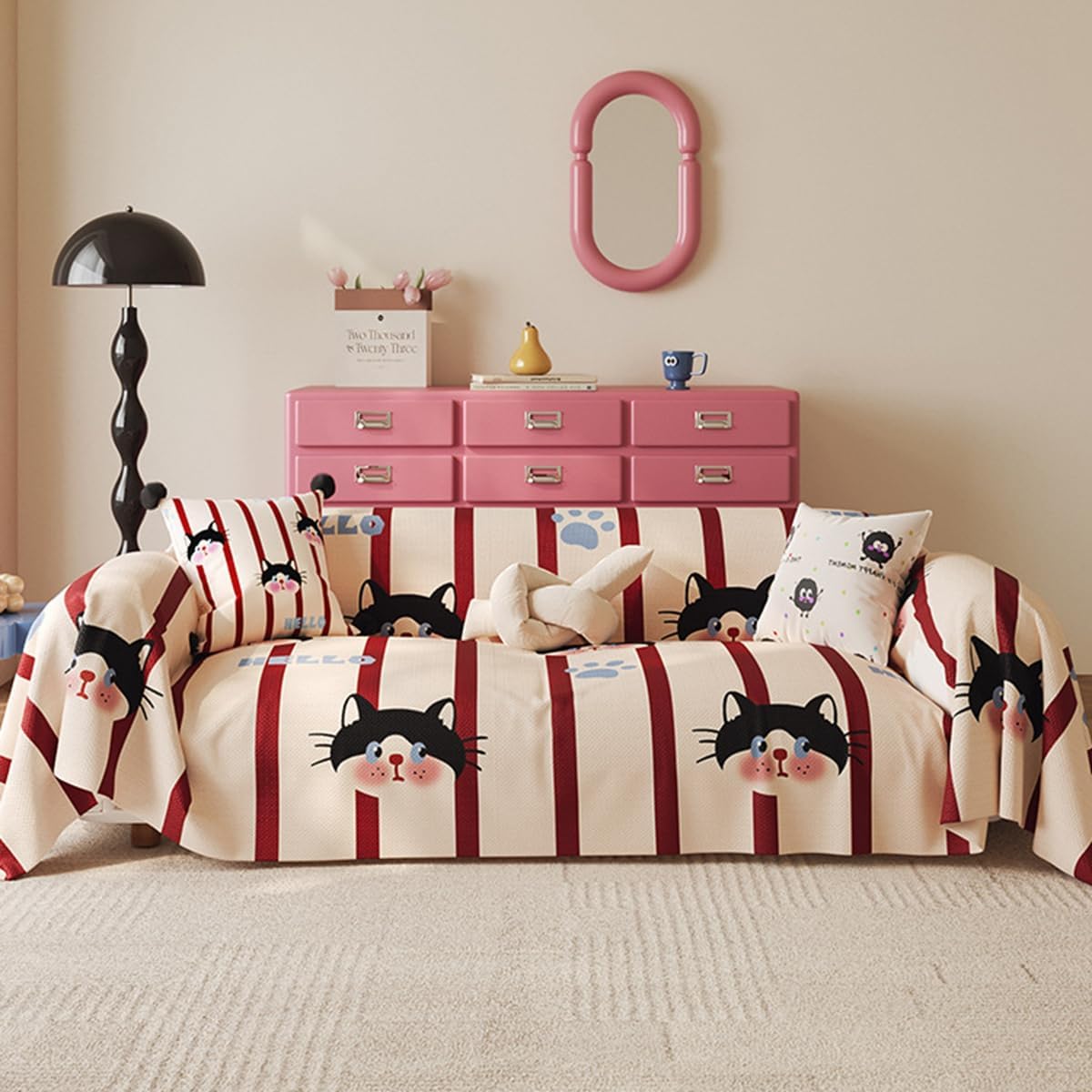 「Tuokus」ソファーカバー 180×180cm 2人掛け・3人掛け 肘付き 洗える ペットの引っかき傷防止 通気性 ふんわり おしゃれ 滑り止め付き 汚れ防止 防塵 オールシーズン対応 Sofajia61