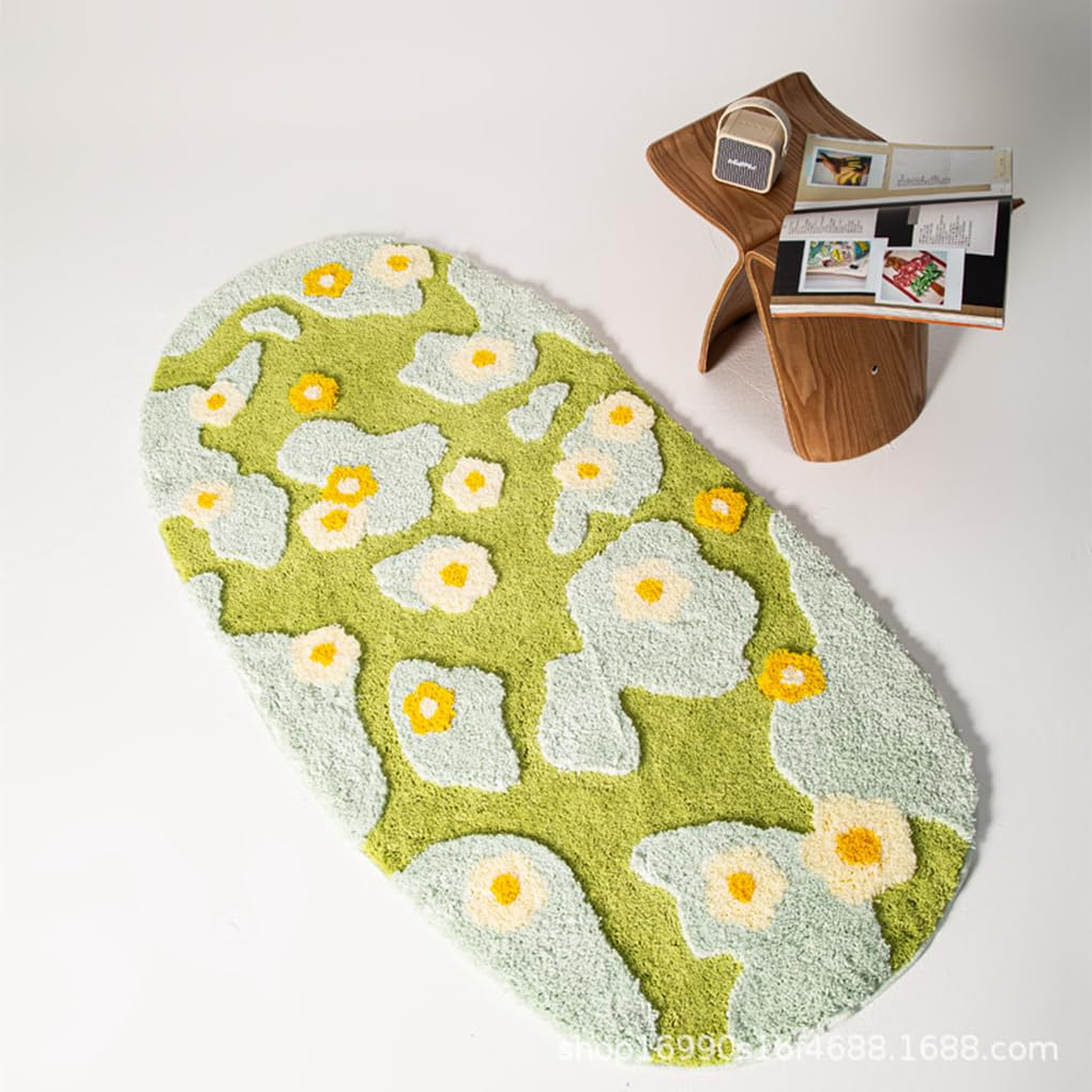「Tuokus」モスラグ ラグマット50×100cm 苔風 立体デザイン 変形ラグ 北欧風 おしゃれ 厚手 植毛加工 ふわふわ 柔らかい 防滑TPR底 滑り止め付き 吸水 床保護 ベッドサイドラグ 玄関マット リビング 寝室用 洗える 小さめラグ ZHRDTjia16
