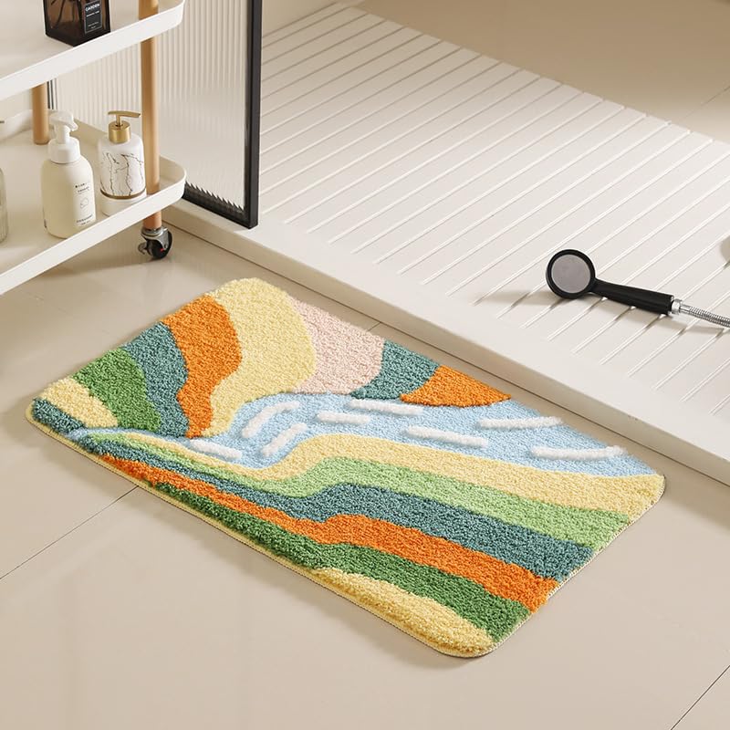 バスマット 60×40cm お風呂マット 速乾 洗える 抗菌防臭 大判 ソフト おしゃれ マイクロファイバー タオル地 安い 厚手 ORYSD42