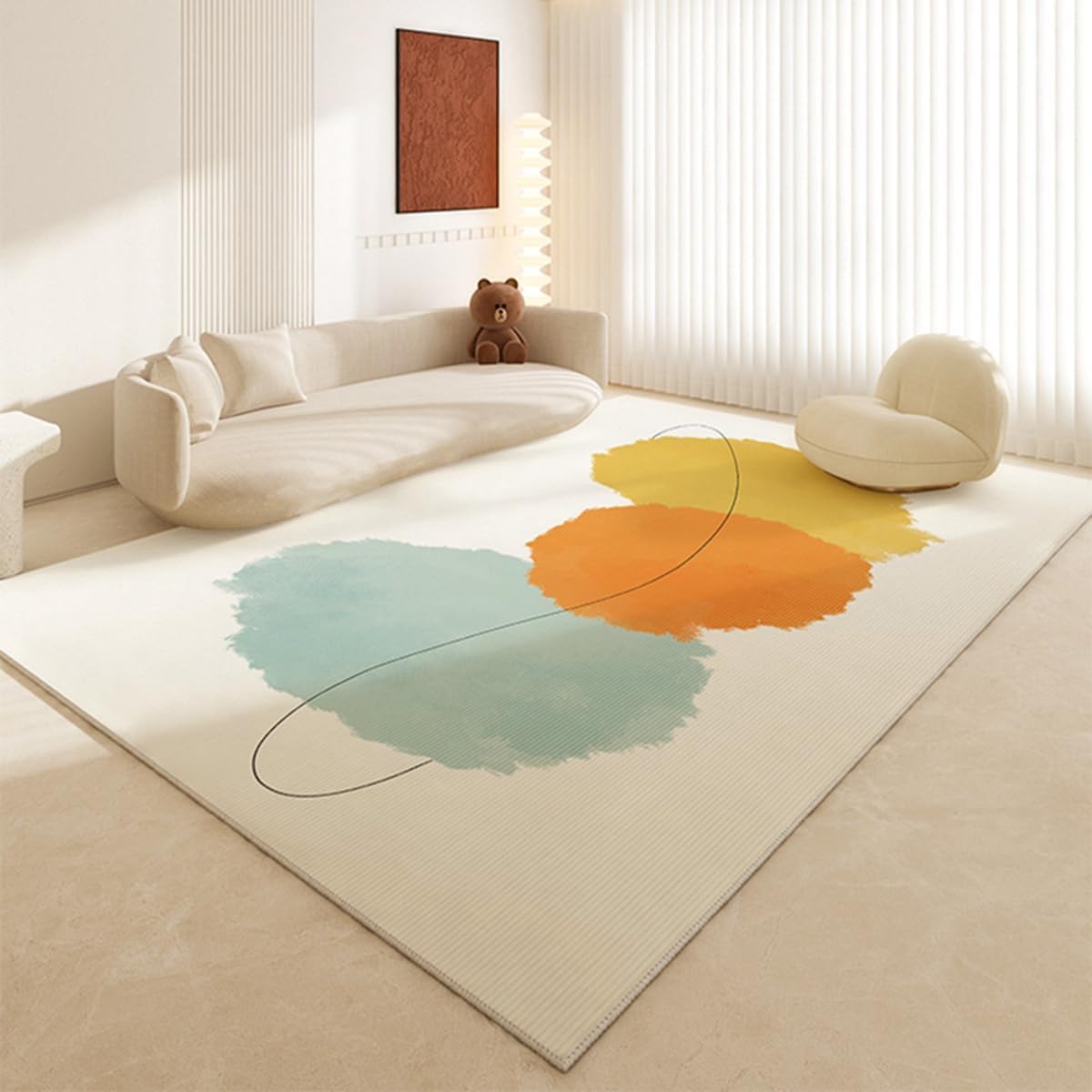 「Tuokus」カーペット ラグマット ラグ 滑り止め付き センターカーペット 模造カシミヤ 3畳4畳5畳6畳 厚み 長方形 絨毯 抗菌防臭 防ダニ 床暖房対応 シャギーラグ 絨毯 滑り止め付き ふわふわ サラサラ 長方形 カラフルパターン ORFYR136