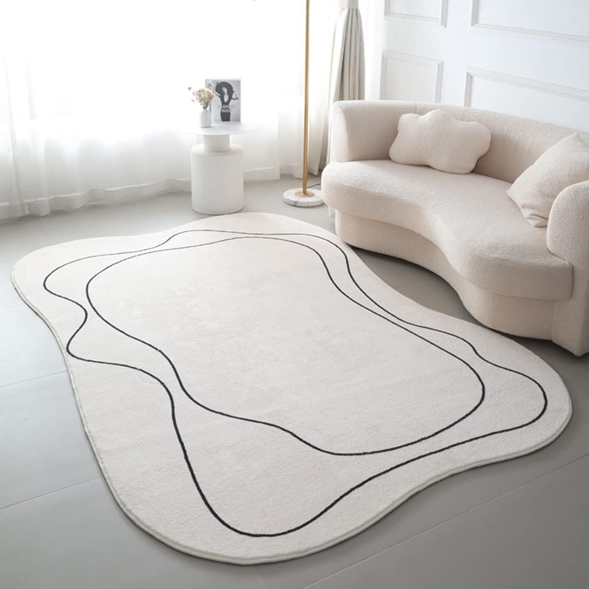 「Tuokus」カーペット イミテーションカシミア ラグ クラシック 不規則な形 じゅうたん 洗える 絨毯 ラグマット 3畳4畳5畳6畳 防ダニ センターカーペット かわいい 抗菌 消臭 シャギーラグ 滑り止め付き ふわふわ サラサラ 長方形 夏秋冬