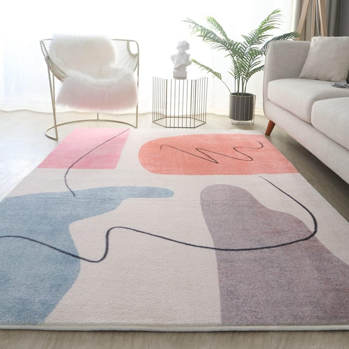 「ORRMALL」カーペット ラグマット 模造カシミヤ シャギーラグ センターカーペット 厚い 滑り止め付き 3畳4畳5畳6畳 長方形 OFY04 絨毯 抗菌防臭 防ダニ 床暖房対応 絨毯 滑り止め付き ふわふわ サラサラ 長方形 OFY04 (120*160cm約1畳)