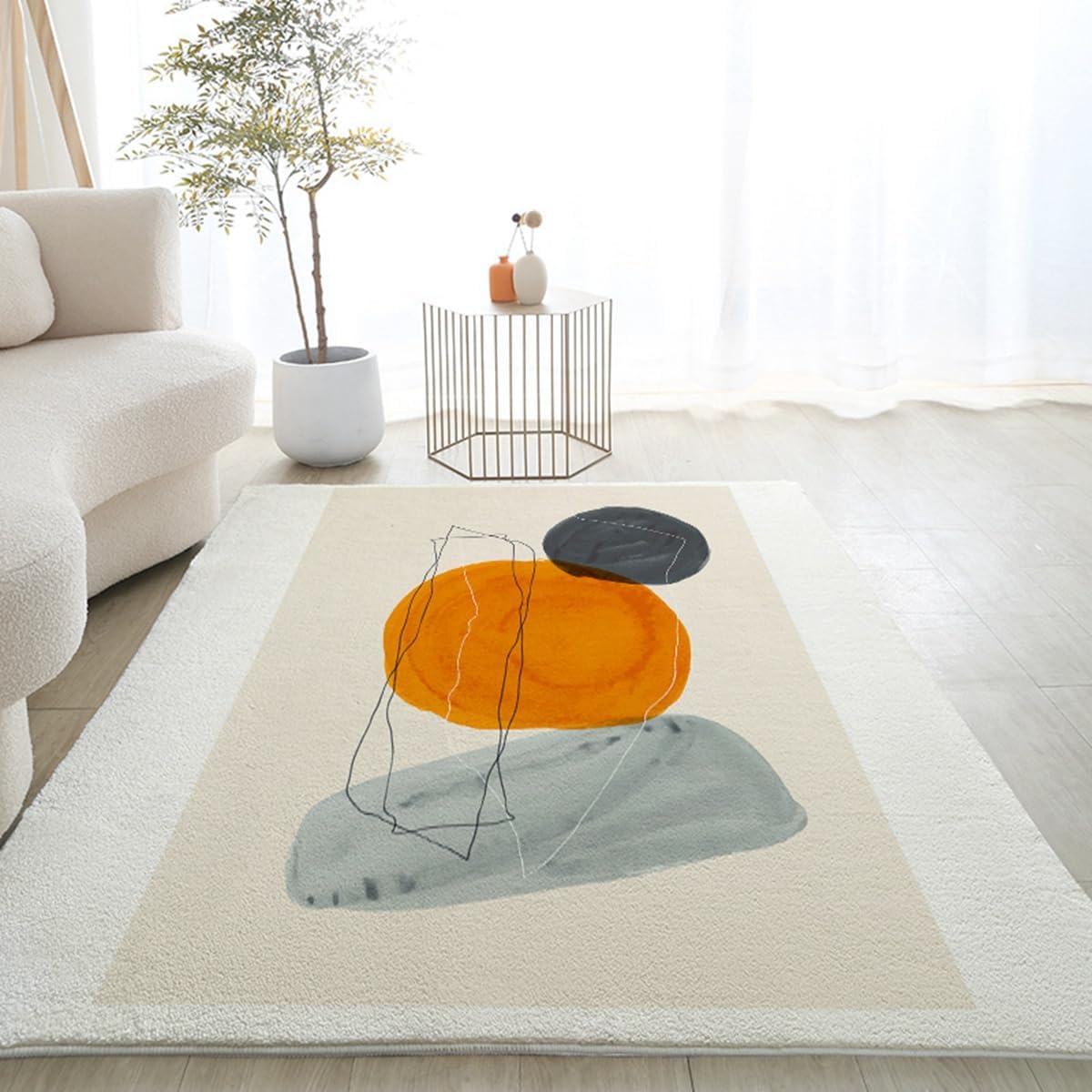 「ORRMALL」カーペット ラグマット ラグ 滑り止め付き センターカーペット 模造カシミヤ 3畳4畳5畳6畳 厚み 長方形 絨毯 抗菌防臭 防ダニ 床暖房対応 シャギーラグ 絨毯 滑り止め付き ふわふわ サラサラ 長方形 カラフルパターン ORFYR-32(120*160cm約1畳)