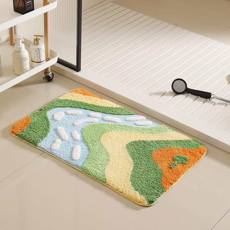 バスマット 60×40cm お風呂マット 速乾 洗える 抗菌防臭 大判 ソフト おしゃれ マイクロファイバー タオル地 安い 厚手 ORYSD42