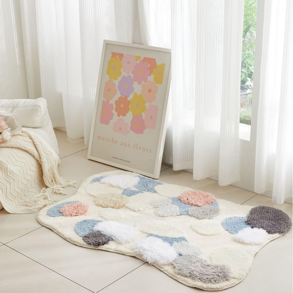 「Tuokus」モスラグ ラグマット 80×50cm 苔風デザイン 立体パイル 厚手 植毛ラグ 柔らかい ふわふわ 防音 TPR滑り止め付き 吸水性あり 床暖房対応 ベッドサイド 玄関 リビング 寝室用 洗濯可能 ZHRDTjia05
