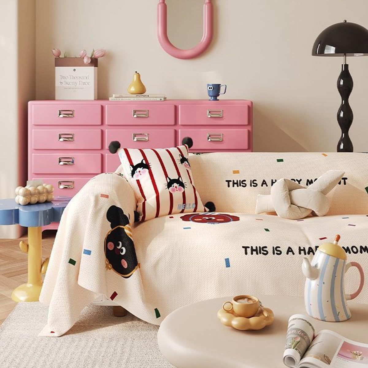 「Tuokus」ソファーカバー 180×180cm 2人掛け・3人掛け 肘付き 洗える ペットの引っかき傷防止 通気性 ふんわり おしゃれ 滑り止め付き 汚れ防止 防塵 オールシーズン対応 Sofajia63