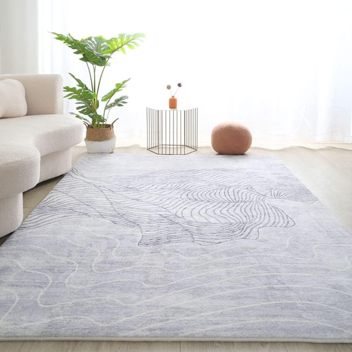 「ORRMALL」カーペット ラグマット ラグ 滑り止め付き 模造カシミヤ センターカーペット3畳4畳5畳6畳 長方形 絨毯 抗菌防臭 防ダニ 床暖房対応 シャギーラグ 絨毯 滑り止め付き ふわふわ サラサラ 長方形 抽象化(120*160cm約1畳)