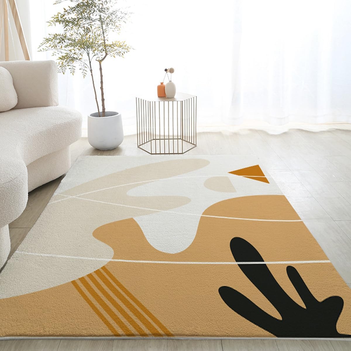 「ORRMALL」カーペット ラグマット ラグ 滑り止め付き センターカーペット 模造カシミヤ 3畳4畳5畳6畳 厚み 長方形 絨毯 抗菌防臭 防ダニ 床暖房対応 シャギーラグ 絨毯 滑り止め付き ふわふわ サラサラ 長方形 カラフルパターン ORFYR-32(120*160cm約1畳)