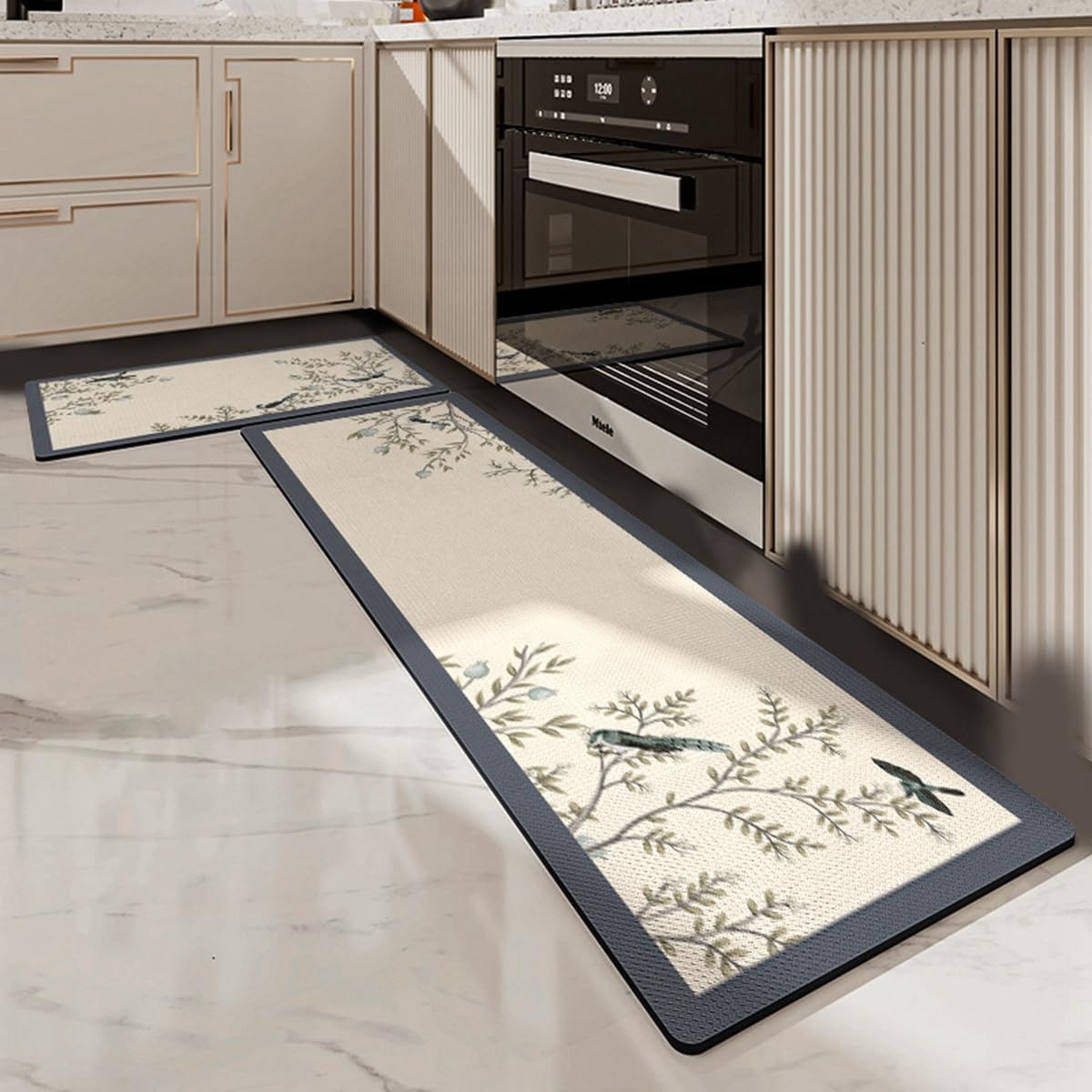 Tuokus キッチンマット 拭ける 75×45cm 玄関マット カーペット ラグマット 廊下マット 台所マット 洗える 滑り止め付き 厚手防音 掃除易い 抗菌防臭 吸水 厚手 長方形 水や油の吸収が良い 防汚 TCFJ17