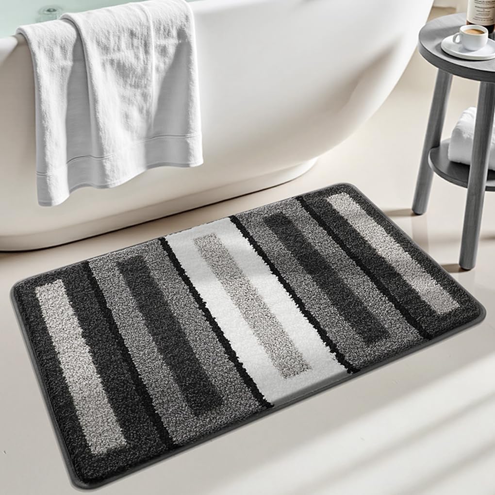 バスマット 40×60cm 吸水速乾 ふわふわ マイクロファイバー 滑り止め付き 抗菌防臭 厚手 洗濯機対応 乾きやすい お風呂マット 脱衣所 洗面所用 おしゃれ 北欧風 ORYSD161