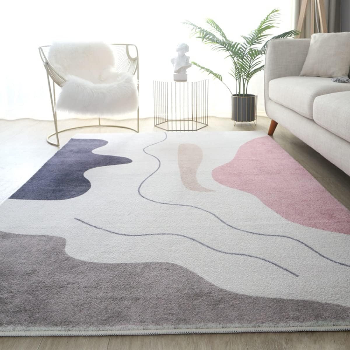 「ORRMALL」カーペット ラグマット 模造カシミヤ シャギーラグ センターカーペット 厚い 滑り止め付き 3畳4畳5畳6畳 長方形 OFY04 絨毯 抗菌防臭 防ダニ 床暖房対応 絨毯 滑り止め付き ふわふわ サラサラ 長方形 OFY04 (120*160cm約1畳)