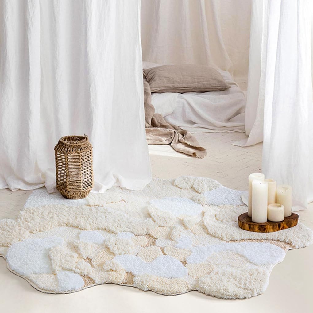 「Tuokus」モスラグ ラグマット 130×80cm 苔風デザイン 立体パイル 厚手 植毛ラグ 柔らかい ふわふわ 防音 TPR滑り止め付き 吸水性あり 床暖房対応 ベッドサイド 玄関 リビング 寝室用 洗濯可能 ZHRDTjia08