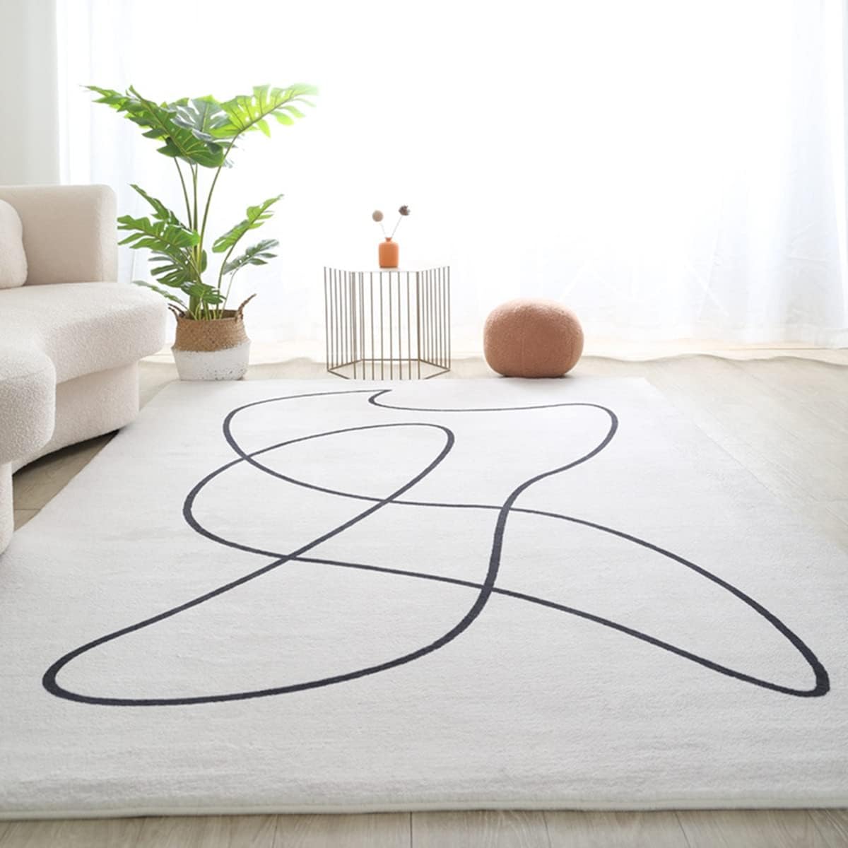 「ORRMALL」カーペット ラグマット ラグ 滑り止め付き 模造カシミヤ センターカーペット3畳4畳5畳6畳 長方形 絨毯 抗菌防臭 防ダニ 床暖房対応 シャギーラグ 絨毯 滑り止め付き ふわふわ サラサラ 長方形 抽象化(120*160cm約1畳)