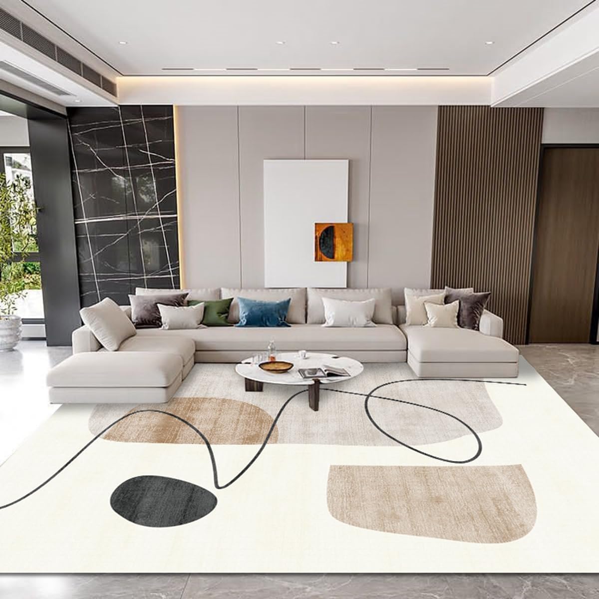 「ORRMALL」カーペット ラグマット ラグ 滑り止め付き センターカーペット 模造カシミヤ 3畳4畳5畳6畳 厚み 長方形 絨毯 抗菌防臭 防ダニ 床暖房対応 シャギーラグ 絨毯 滑り止め付き ふわふわ サラサラ 長方形 カラフルパターン ORFYR116