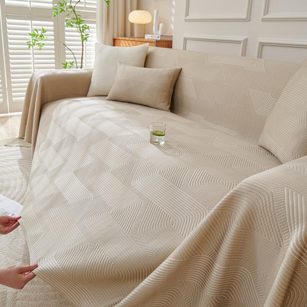 「ORRMALL」ソファーカバー 冷感 夏用 210×130cm ひんやり アイスシルク 接触冷感 涼しく快適 通気性 速乾 洗える 滑り止め付き ソファーシーツ 1人掛け 2人掛け 3人掛け L字対応 北欧風 無地 おしゃれ 防塵 汚れ防止 ペット対策 ソファ保護 柔らかい 清潔感 リビング用 ORRSofa18