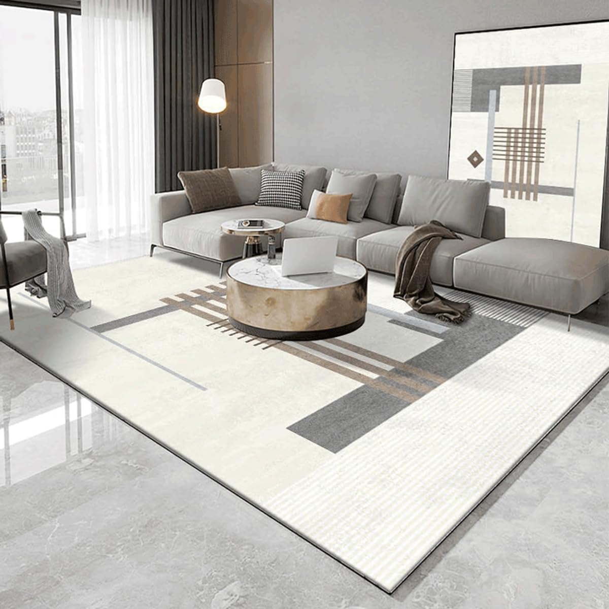 Frisence カーペット 120×160cm 洗える ラグ 滑り止め付き 防音・防寒・床暖房対応 ラグマット 折りたたみ コンパクト収納可能 おしゃれ ふわふわ 北欧風 リビング 寝室 子供部屋用 FRIDT74B