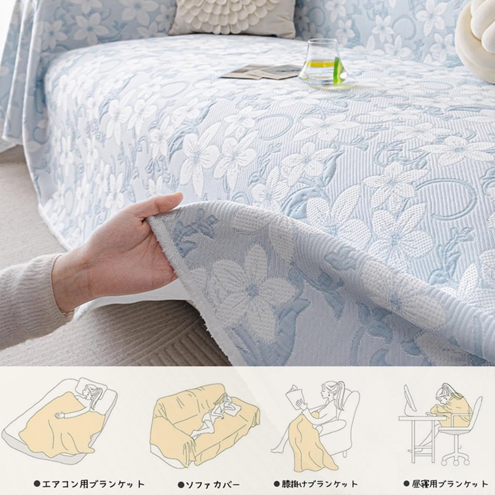 「ORRMALL」ソファーカバー 冷感 夏用 180×130cm ひんやり アイスシルク 接触冷感 涼しく快適 通気性 速乾 洗える 滑り止め付き ソファーシーツ 1人掛け 2人掛け 3人掛け L字対応 北欧風 無地 おしゃれ 防塵 汚れ防止 ペット対策 ソファ保護 柔らかい 清潔感 リビング用 ORRSofa101
