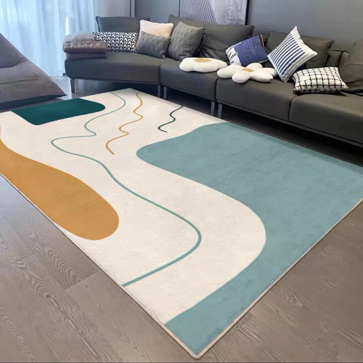 Frisence カーペット 120×160cm 洗える ラグ 滑り止め付き 防音・防寒・床暖房対応 ラグマット 折りたたみ コンパクト収納可能 おしゃれ ふわふわ 北欧風 リビング 寝室 子供部屋用 FRIDT65