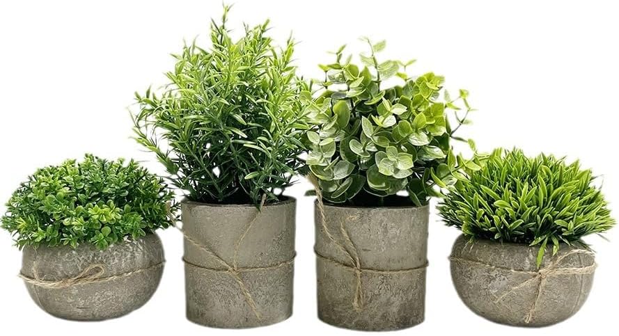 Tuokus」人工観葉植物 4点セット 造花 鉢植え 光触媒 フェイクグリーン