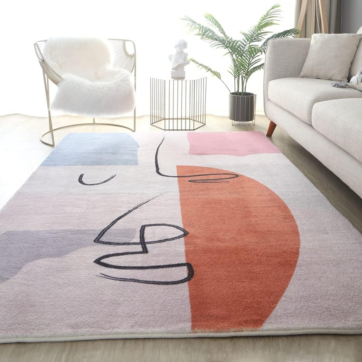 「ORRMALL」カーペット ラグマット 模造カシミヤ シャギーラグ センターカーペット 厚い 滑り止め付き 3畳4畳5畳6畳 長方形 OFY04 絨毯 抗菌防臭 防ダニ 床暖房対応 絨毯 滑り止め付き ふわふわ サラサラ 長方形 OFY04 (120*160cm約1畳)