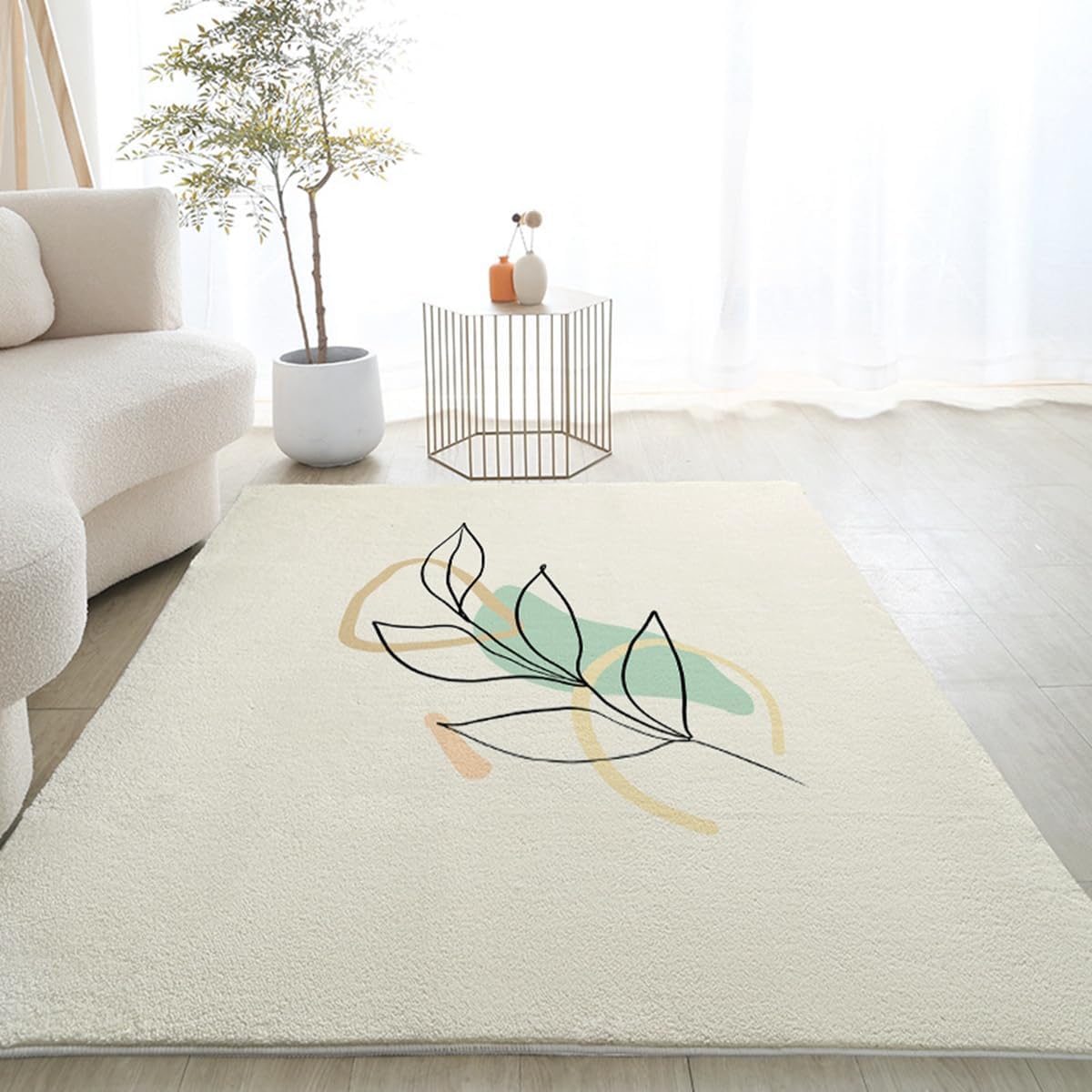 「ORRMALL」カーペット ラグマット ラグ 滑り止め付き センターカーペット 模造カシミヤ 3畳4畳5畳6畳 厚み 長方形 絨毯 抗菌防臭 防ダニ 床暖房対応 シャギーラグ 絨毯 滑り止め付き ふわふわ サラサラ 長方形 カラフルパターン ORFYR-32(120*160cm約1畳)