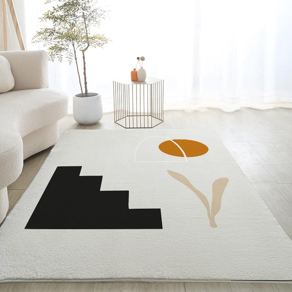 「ORRMALL」カーペット ラグマット ラグ 滑り止め付き センターカーペット 模造カシミヤ 3畳4畳5畳6畳 厚み 長方形 絨毯 抗菌防臭 防ダニ 床暖房対応 シャギーラグ 絨毯 滑り止め付き ふわふわ サラサラ 長方形 カラフルパターン ORFYR-32(120*160cm約1畳)