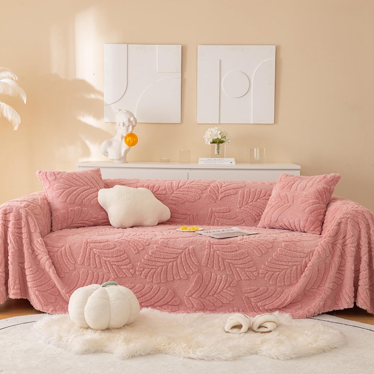 「Tuokus」ソファーカバー 2人掛け 3人掛け 肘付き 柔らかく ふわふわ ソファパッド クッション ソファー スリップ 洗える 防塵 冬用 TSFJ-32