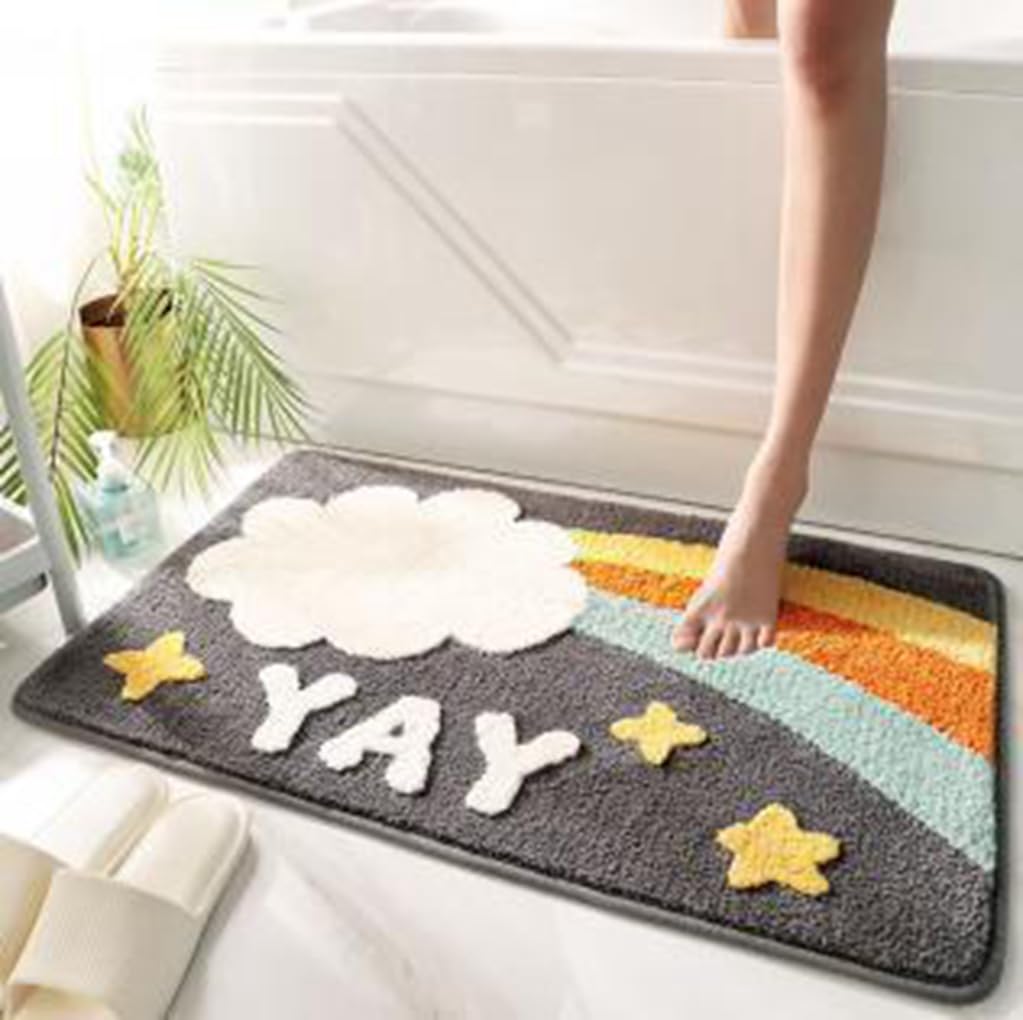 バスマット 40×60cm 吸水速乾 ふわふわ マイクロファイバー 滑り止め付き 抗菌防臭 厚手 洗濯機対応 乾きやすい お風呂マット 脱衣所 洗面所用 おしゃれ 北欧風 ORYSD47