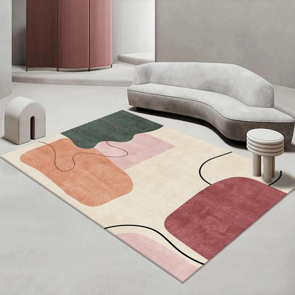 カーペット「Tuokus」わびさびラグ じゅうたん 洗える 北欧 ラグマット リントフリー 3畳4畳5畳6畳 防ダニ センターカーペット かわいい 抗菌 消臭 シャギーラグ 滑り止め付き ふわふわ サラサラ 長方形 夏秋冬