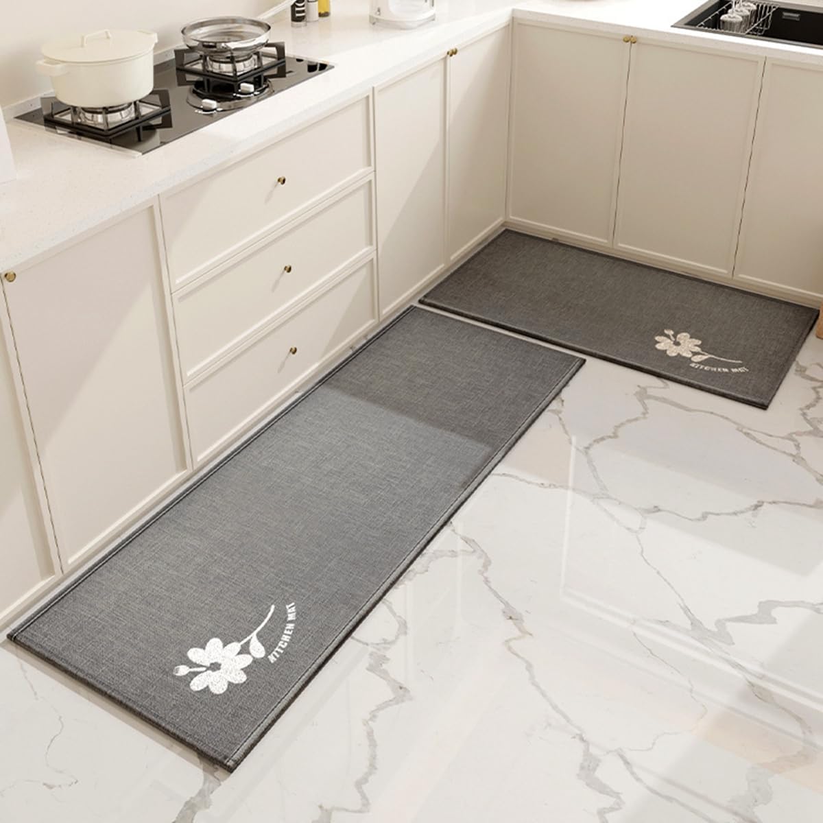 「Tuokus」キッチンマット 玄関マット カーペット ラグマット 廊下マット 台所マット 洗える 滑り止め付き 厚手防音 掃除易い 抗菌防臭 吸水 厚手 長方形 水や油の吸収が良い 防汚 45*70cm TCFJ10