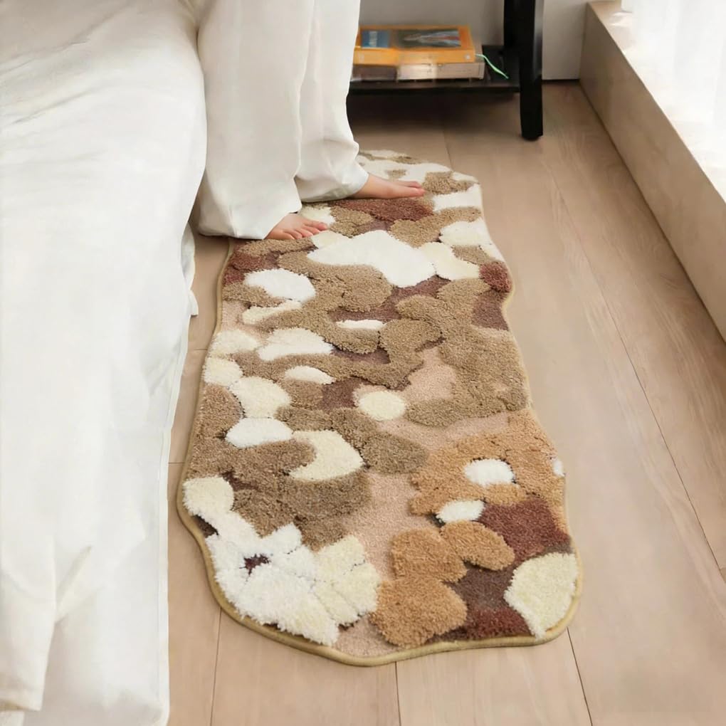 「Tuokus」モスラグ ラグマット60×120cm 苔風 立体デザイン 変形ラグ 北欧風 おしゃれ 厚手 植毛加工 ふわふわ 柔らかい 防滑TPR底 滑り止め付き 吸水 床保護 ベッドサイドラグ 玄関マット リビング 寝室用 洗える 小さめラグ ZHRDTjia21